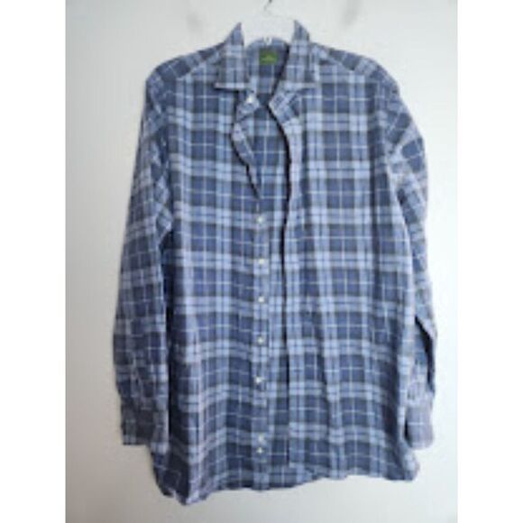 Sid Mashburn Men Blue Plaid 100% Cotton Button Down Sports Shirt size XL - Picture 3 of 12